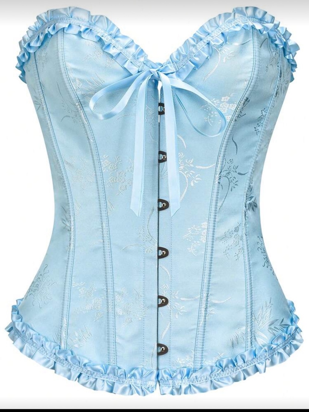 Light Blue Lace-Up Satin Corset Top - Women Intimates